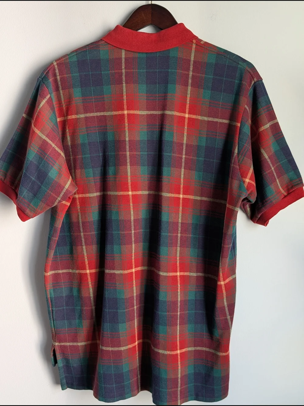 VTG Polo Ralph Lauren Men's Polo Sz Large Red Tartan Plaid Made In The USA 90's
